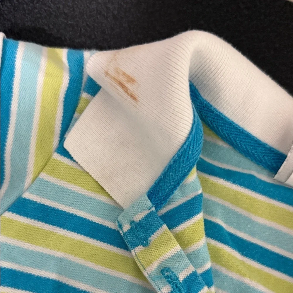 OshKosh B'gosh Blue and Green Striped Kids Polo Shirt Y2K